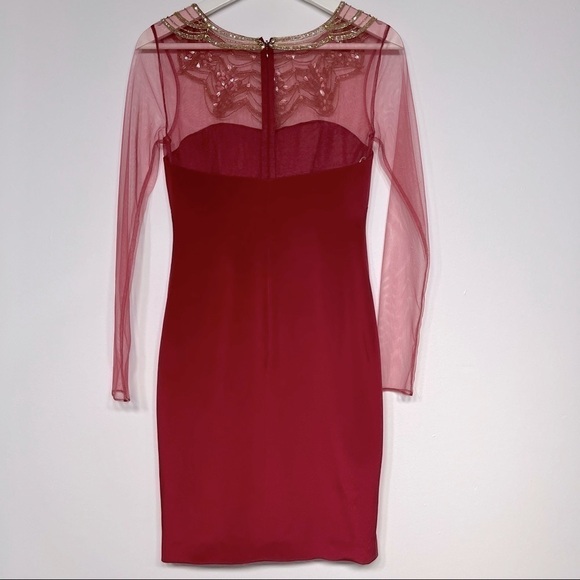 Marchesa notte dress vintage burgundy embellished cocktail evening size 0 - Picture 5 of 12